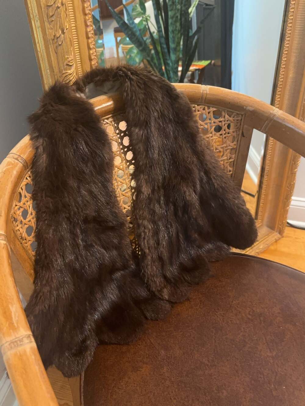 Vintage Brown Fur Scarf Stole Wrap
